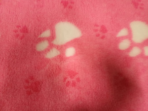 VETBED DELUXE Paklājs ar gumijotu pamatni no bieza materiāla - rozā ar ķepām